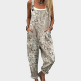 Floral Dungarees Beige-Grey