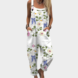 Floral Dungarees with Wildflowers White