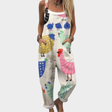 Dungarees with Cheerful Animal Motif