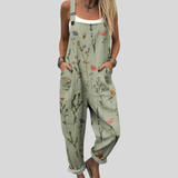 Sage Green Dungarees with Floral Mix