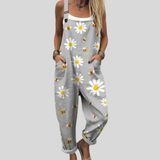 Grey Dungarees with Daisies and Bees