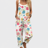 Colourful Flower Dungarees Cream